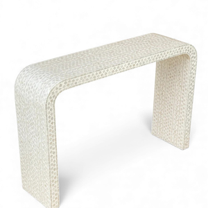 Table console élégante et moderne en nacre avec incrustation de coquillages faite à la main pour salon, intérieurs haut de gamme - Product Image 3