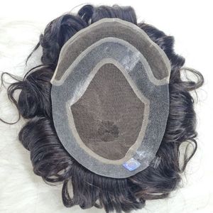 Lace Front Toupee 100% Density Remy Human Hair European Hair Loose Deep Wave Right Center Part Invisible Knots 100% Hand Tied - Product Image 1