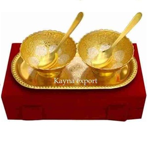 Decorative Round Nickel Plated Brass Engraved Bowl Modern Design Wedding Corporate Gifting <b>Red</b> Velvet <b>Box</b> - Product Image 2