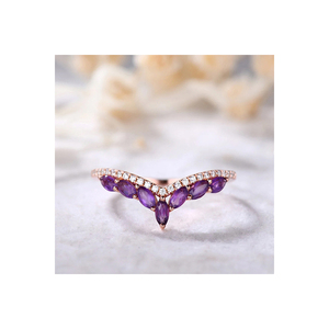 Bague en or 18 carats avec pierre précieuse et améthyste Bagues de luxe en or massif de nouveau design avec de vrais diamants - Product Image 1