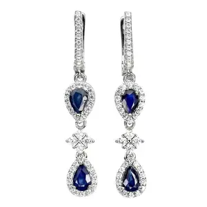 3 Ct Pear Cut Moissanite Drop/<b>Dangle</b> <b>Earrings</b> 925 Silver Trendy Claw Setting for Engagement and Parties - Product Image 2