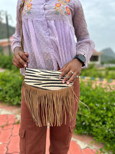 New Western Stylish Animal Print Fur Genuine Leather Fringe <b>Bag</b> High Quality <b>Boho</b> Style Women Real Leather Fringe Crossbody <b>Bags</b> - Product Image 6