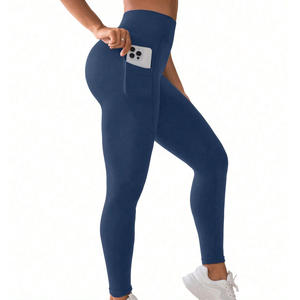 Mallas de gimnasio de secado rápido con estampado personalizado para mujer, pantalones de Yoga de cintura alta para entrenamiento informal, deportes, patrón sólido, costuras de diamantes de imitación - Product Image 3