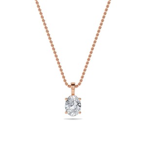 Colgante Clásico Solitario con Diamante de Corte Ovalado de 0.40 Ct, Diamante Cultivado en Laboratorio en Platino, para Bodas, Compromisos y Fiestas - Product Image 1