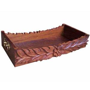 Plateau de service de forme carrée parfaitement conçu en bois avec plateau de fleurs en métal conçu pour la maison hôtels restaurants - Product Image 3