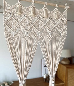 Accessoires faits main bohèmes, décoration en coton, grande tapisserie murale, rideau de porte en macramé suspendu - Product Image 4