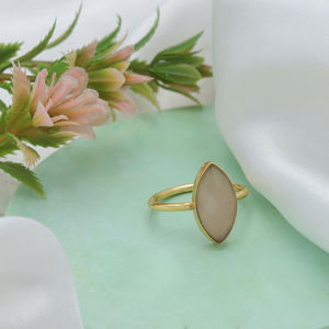 แหวนปรับขนาดได้ชุบทอง 18K ประดับด้วยพลอยสีชมพู |   เครื่องประดับทองเหลืองทำมือสไตล์โบฮีเมียนสำหรับผู้หญิง |   วันครบรอบที่ได้รับการรับรองจากบุคคลที่สาม - Product Image 2