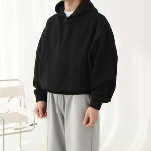 Pull à capuche court de coupe régulière à coupe régulière pour hommes surdimensionnés d'hiver pour hommes avec logo de broderie personnalisé polaire 100% coton - Product Image 1