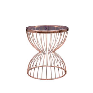 Modern Mini Round <b>Wooden</b> Side & End Table Copper Plated for Indoor Living Room Decor for Home & Hotel <b>Corner</b> Table - Product Image 1