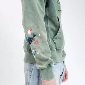 Nouveaux sweats à capuche délavés à l'acide unisexe à la mode grande taille 100% coton style décontracté avec fermeture à glissière pour l'hiver - Product Image 4