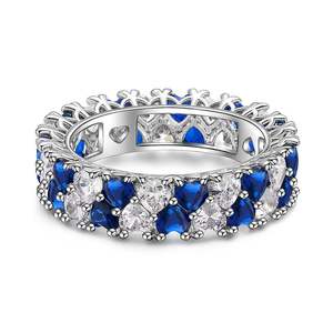 Jeulia Rose Gold Plated Double <b>Circle</b> Heart Eternity <b>Ring</b> with Birthstone - Product Image 1