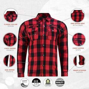 Camisa de Franela para Motocicleta, Talla Grande, Protectora y Resistente al Viento, para Invierno, con Forro y Paneles de Cuero Duradero - Product Image 5