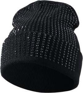 Gorro de invierno de alta calidad para hombre, gorro de punto con diamantes de imitación y logotipo personalizado - Product Image 6