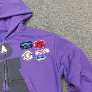 Sweat à capuche pour homme vintage écologique d'hiver, coupe classique, impression sur écran personnalisée, broderie de patch, strass - Product Image 4