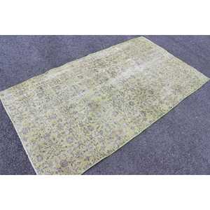 Tapis turc vintage 3,8x6,8 pieds, tapis oriental vert - Product Image 3