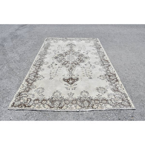 Antique Beige Marron 5.7 X 9.1ft Laine Vintage Turc Tapis Patchwork Plat Armure pour Adolescent Salon Décor Latex Soutenu - Product Image 1