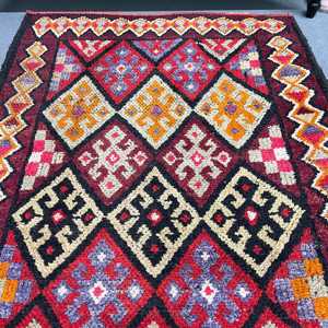Alfombra turca vintage de 3.1x12.1 pies, alfombra de lana con motivos de plantas y árboles rojos - Product Image 3