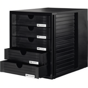 HAN SYSTEMBOX 5-<b>Drawer</b> <b>Unit</b> DIN C4 Polystyrene Black Desktop & <b>Drawer</b> Organizer - Product Image 2