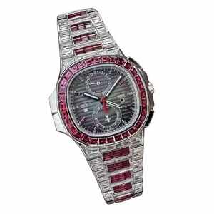 Reloj de Pulsera para Hombre, Elegante y Clásico, con Cristal Analógico, Diamante Moissanite Color Hielo, Movimiento Mecánico de Acero Inoxidable, Resistente al Agua - Product Image 1