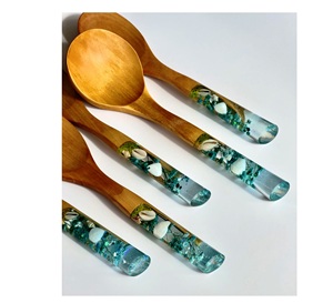 Cuchara para servir ensalada de madera Kitchenwar única hecha a mano, Juego de 2 herramientas de cocina de madera - Product Image 2