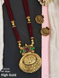 Temple Jewelry High Gold Polish South Style Designer Party Wear Design Accesorios de joyería Temple Pendant Set Conjuntos de joyas - Product Image 5