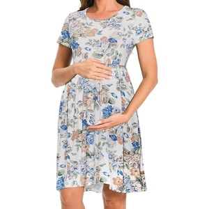 Sublimación Impreso Allover Tallas grandes Lactancia Mama Vestidos de maternidad Embarazo Desgaste Elegante Vestido de moda suelto Transpirable - Product Image 1