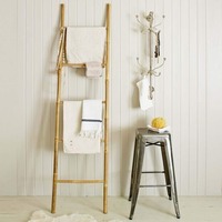 Proveedor de Vietnam, decoración natural para el hogar, toallero de bambú para baño, soporte ajustable para pared, escaleras inclinadas, manta, estante de escalera