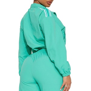 <b>Ladies</b> Crop Windbreaker <b>Jacket</b> and Pants Set Two Piece Streetwear Outfit <b>Lightweight</b> Waterproof Custom Logo Tracksuit 2026 - Product Image 4