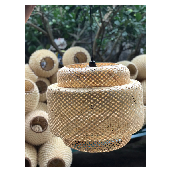 Rattan Bamboo Woven Pendant Light Wicker Light Fixtures Hanging Basket Chandelier for Home Decoration From Vietnam