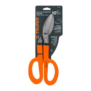 Truper 10-Inch <b>Angled</b> Tin Snips TH-10C for Aviation Parts Precision Metal <b>Cutting</b> <b>Tool</b> with Orange Handles and Steel Blades - Product Image 1
