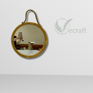 Chic Vintage Rattan <b>Wood</b> Wall Decorative <b>Mirror</b> Custom Size Hanging Rope for Living Room Bedroom <b>Bathroom</b>-Wholesale - Product Image 4