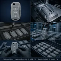 Housse de clé en silicone nid d'abeille gris noir pour Seat Leon MK3 Ibiza Ateca Arona Tarraco, coque de protection pour télécommande à 3 boutons