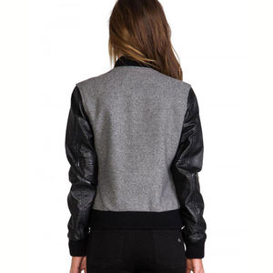 Vestes d'université de baseball en coton personnalisées élégantes pour femmes surdimensionnées avec doublure en laine techniques imprimées tricotées respirantes - Product Image 2