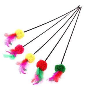 Jouet pour animaux de compagnie rétractable bleu royal, bâton en bois amusant, baguette interactive pour chat, jouet à plumes de poulet pour <span class=keywords><strong>jeu</strong></span> en intérieur - Product Image 1