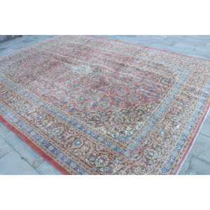 พรมตุรกีวินเทจขนาดใหญ่พิเศษ 9.5x11.8 ฟุต สีแดงน้ำเงิน พรมขนสัตว์สไตล์ตะวันตกเฉียงใต้ - Product Image 2