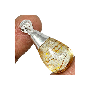 Natural Unique Golden Rutile Bezel Setting Pendant Handmade 925 Sterling <b>Silver</b> Big Gemstone Trendy Fine Jewelry Fashionable - Product Image 1