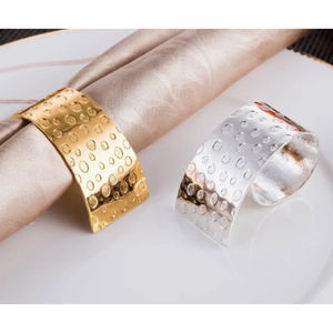 Juego de 4 servilleteros florales de Latón chapado en oro de diseño moderno para boda, banquete, mesa de comedor, decoración, soporte de tejido - Product Image 3