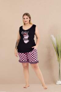 ชุดนอนผู้หญิงไซส์ใหญ่ เสื้อแขนสั้นและกางเกงขาสั้น ชุดนอนใส่สบาย ไซส์ใหญ่ ชุดนอนใส่ในบ้าน - Product Image 5