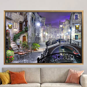 Printed Canvas Art: Modern Cityscape, Home Decor, Elegant Christmas Decor,1P:Gold <b>Framed</b> - Product Image 1