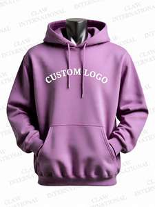 100% coton pull à capuche pour hommes motif solide brodé uni teint impression personnalisée thermique polaire sweat pour l'hiver - Product Image 6