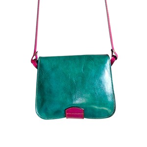 Sac à bandoulière en similicuir vert pour femme avec fermeture à bouton bicolore, sac bandoulière tendance fait main pour usage quotidien toutes saisons - Product Image 2