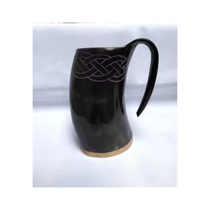 Tasse Viking en corne de buffle naturelle de haute qualité fabriquée à la main Vintage Drinkware Sculpture animale polie par l'artisanat en croissant - Product Image 1