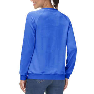 Lujosa Sudadera de cuello redondo de terciopelo para mujer, logotipo personalizado, lavado ácido, bordado 3D, técnicas de tinte de corbata para invierno Formal informal - Product Image 3