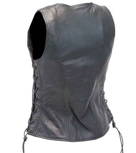 2025 Most Selling Custom Design Women Biker Classic Genuine Cowhide Leather <b>Motorcycle</b> Vest Side Stretch Panel Side Pocket Vest - Product Image 2