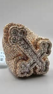 Iced Out Princess Cut Cross Diamond Custom Bust Down Hip Hop Anillo de campeón para hombres Diamantes de moissanita tachonados 14kt Oro amarillo - Product Image 5