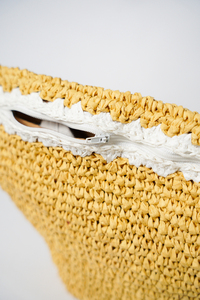 Sac à bandoulière pour femme, style bohème vintage, crochet léger, écologique, couleur jaune unie, ouverture supérieure, portable, pour un usage quotidien estival - Product Image 2