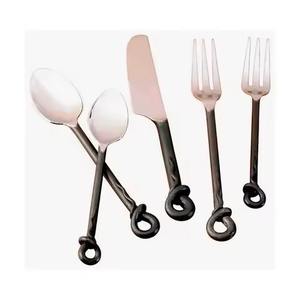 Ensemble de couverts en acier inoxydable plaqué or PVD, écologique, cuillère à soupe et à riz, poli miroir - Product Image 2