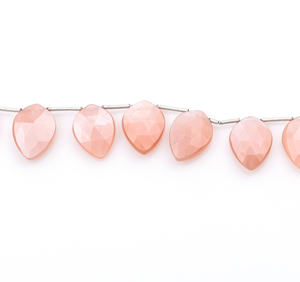 Perles de pierre de lune de pêche à facettes naturelles rondes en vrac pour bracelets et colliers à bricoler soi-même fournitures de fabrication de bijoux - Product Image 2