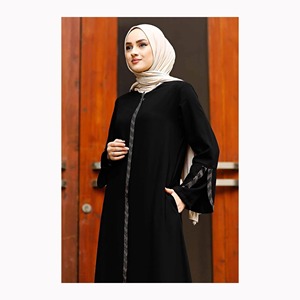 Abaya manches bouffantes, robe musulmane soyeuse, caftan, vêtements islamiques de Dubaï, Turquie, Eid pour femmes - Product Image 1