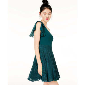 Abito monospalla verde da bambina City Studios, linea ad A, in chiffon e pizzo, taglia 11, vita naturale - Product Image 3